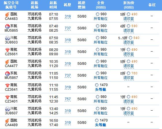 成都到九寨沟机票查询-成都到九寨沟机票查询时刻表